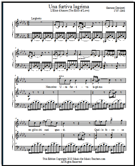 Una furtiva lagrima by Donizetti, short aria in 5 keys