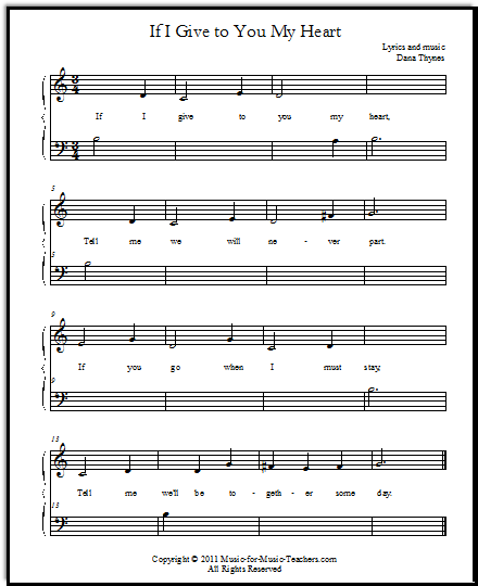 Easy Valentine song for piano