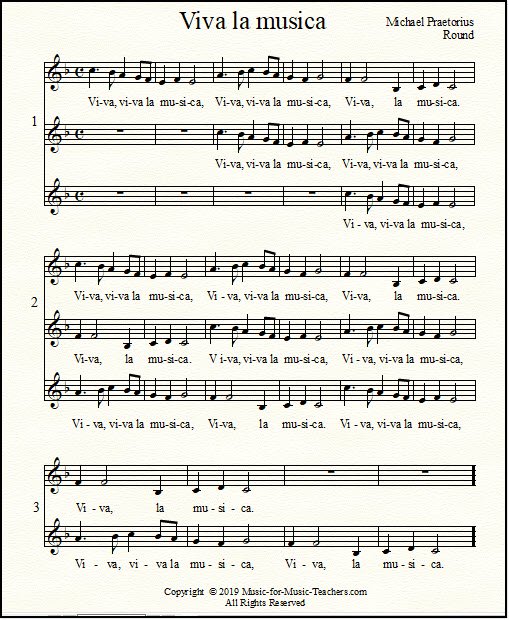 Sheet music for a vocal round