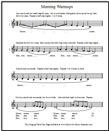 Easy vocal warmups for first thing in the morning using slides and hums