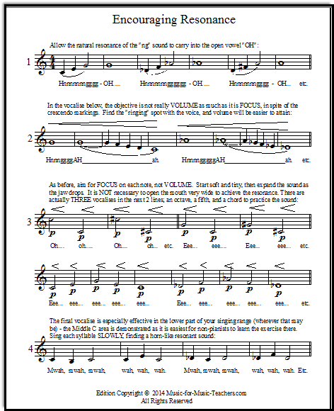 Getting a resonant sound in the voice with vocal warmups