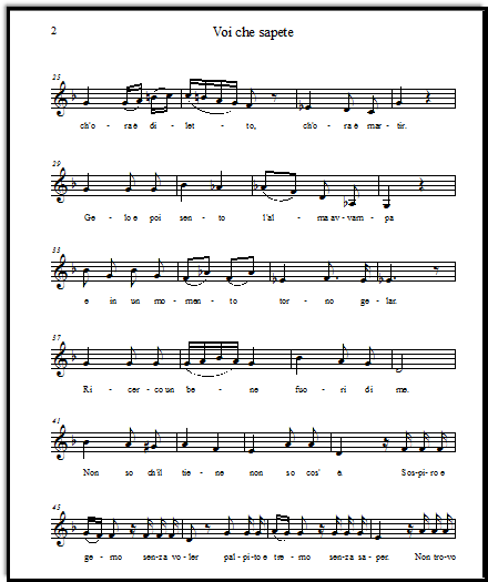 Voi che sapete free vocal sheet music for soprano