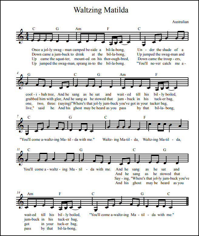 Waltzing Matilda lead sheet C