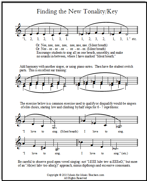 Singing warm up for adjusting to the sound of a new key