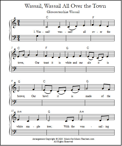 Piano song for Christmas "Wassail"