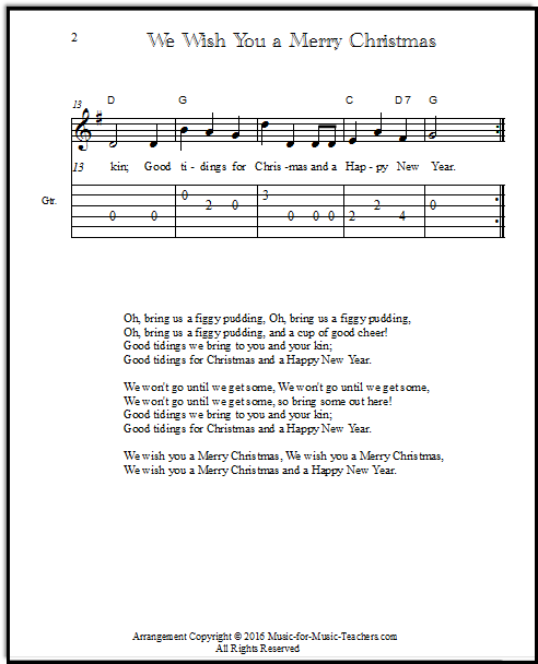 We Wish You a Merry Christmas guitar tabs