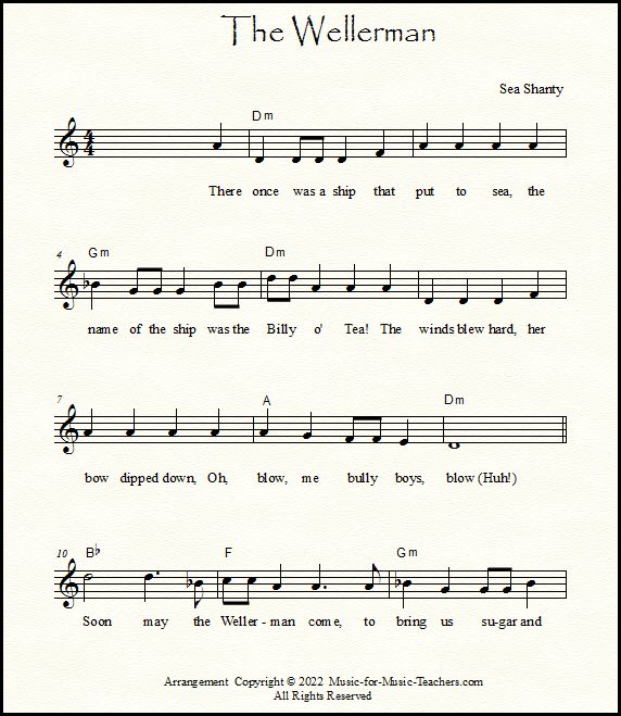 The Wellerman lead sheet