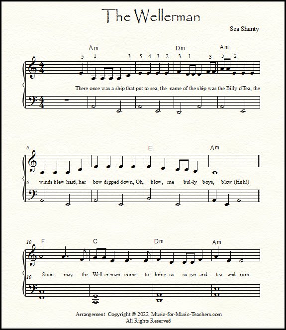 The Wellerman sheet music for piano
