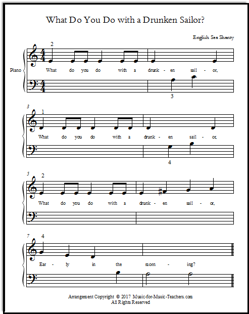 Easiest arrangement of What Do You Do With a Drunken Sailor