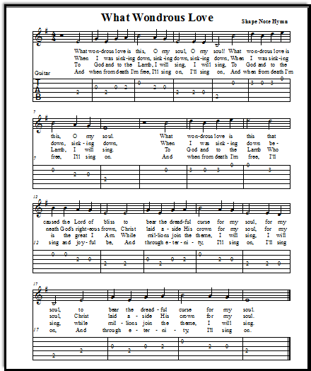 Shape Note hymn What Wondrous Love from The Southern Harmony