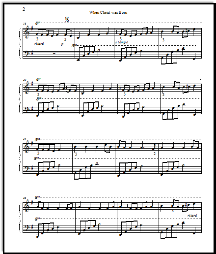 A harder version of When Christ was Born, with long flowing left hand chords, page two.