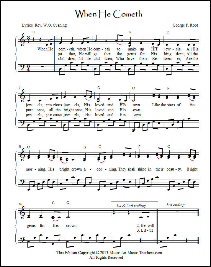 Piano sheet music When He Cometh