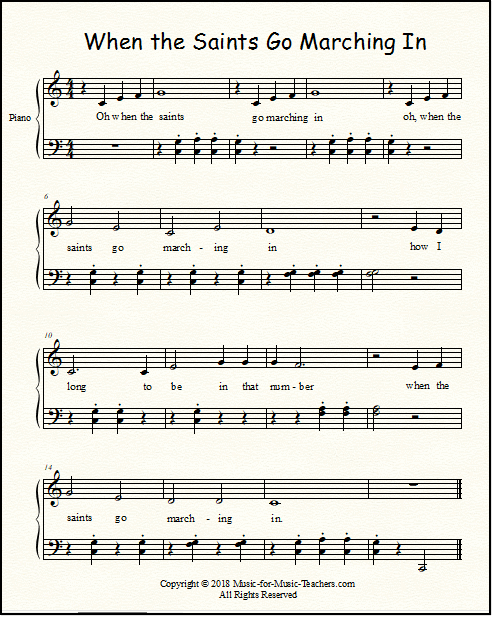 When the Saints Go Marching In, a piano arrangement