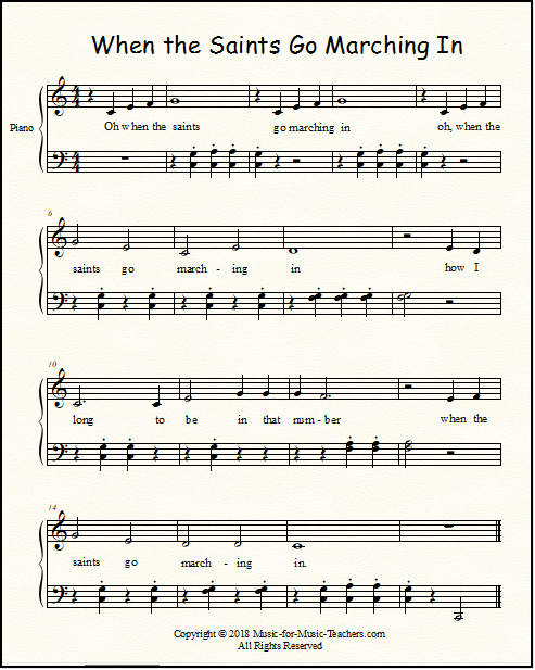When The Saints Go Marching In (Guitar Chords/Lyrics) - Sheet Music