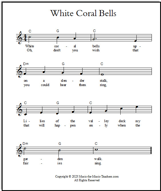 White Coral Bells lead sheet
