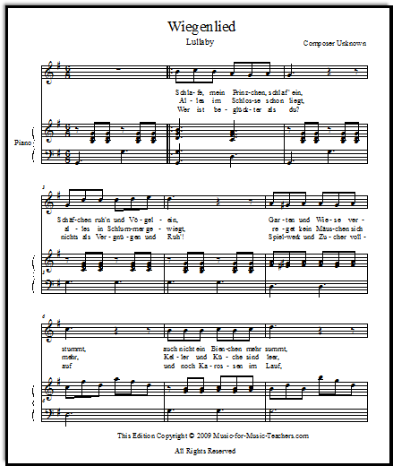 Lullaby sheet music "Cradle Song"