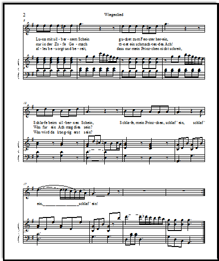 Cradle Song by Mozart piano and vocal music