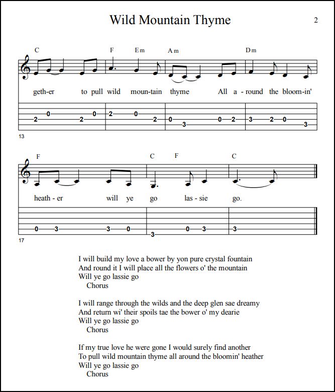 Wild Mountain Thyme tabs & lyrics