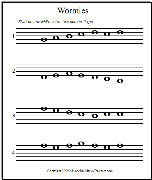 Notes on a staff for practicing reading note direction