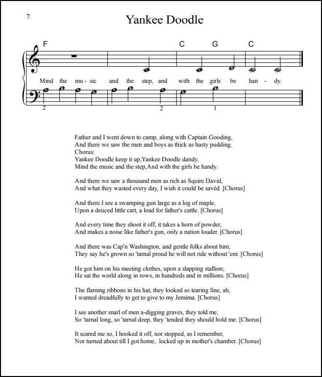 yankee doodle piano music