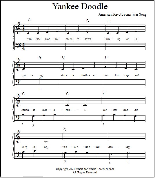 Yankee Doodle beginner music