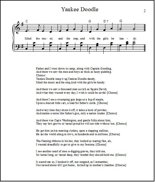 Yankee Doodle lyrics and music