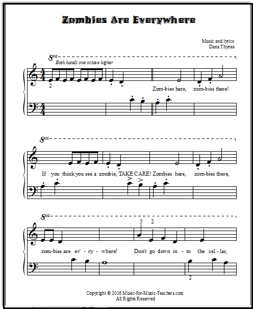 Halloween sheet music for piano - Zombies are Everywhere