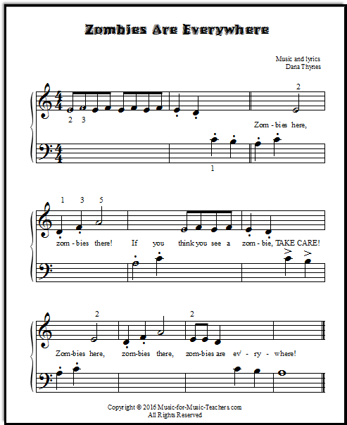 Zombies are Everywhere sheet music for piano