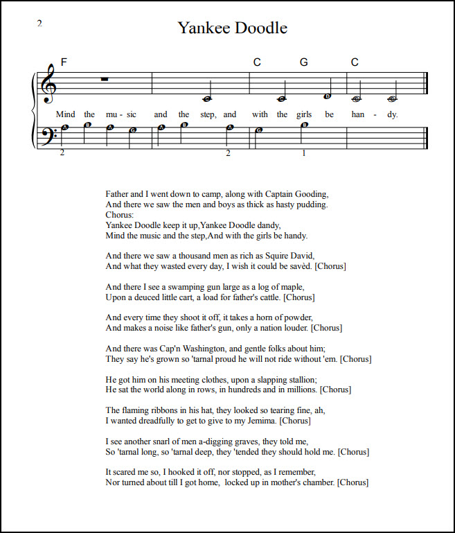 yankee doodle piano music
