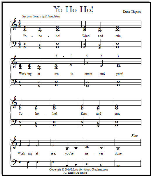 "Yo Ho Ho" with made-easy notes
